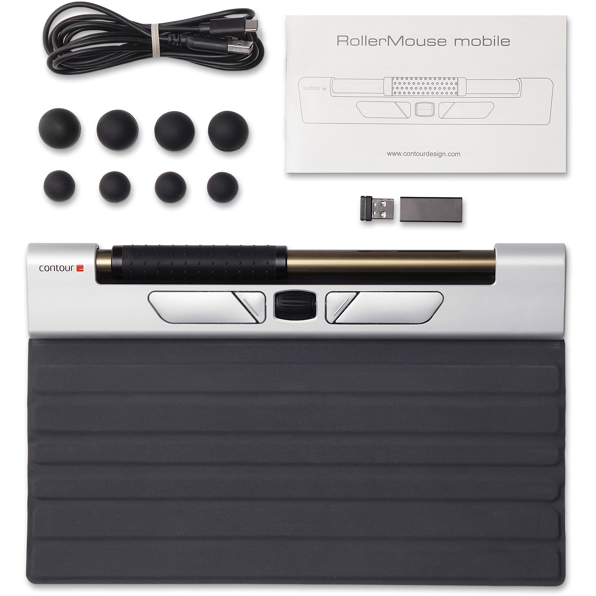 Wat zit er in de doos van een Contour Rollermouse Mobile